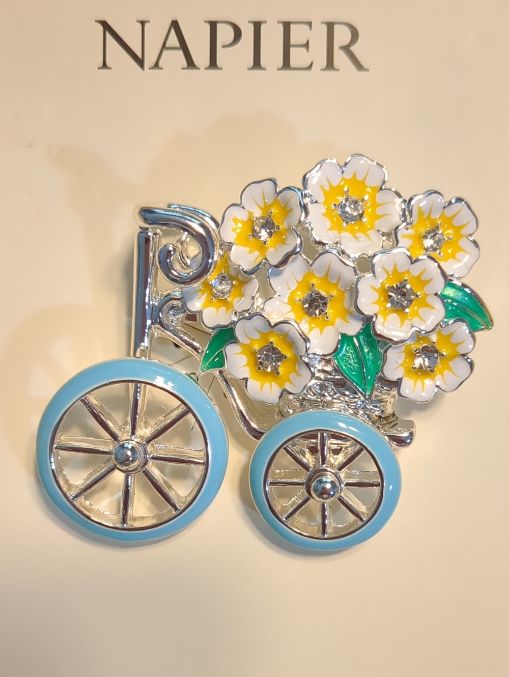 Napier Bicycle & Flowers Brooch